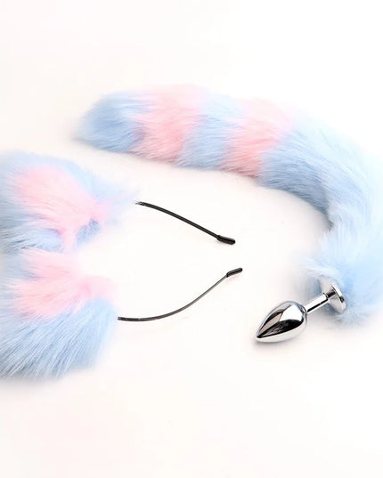 Plug Anal Cola de Zorro 40cm con Orejas de Gato de Peluche