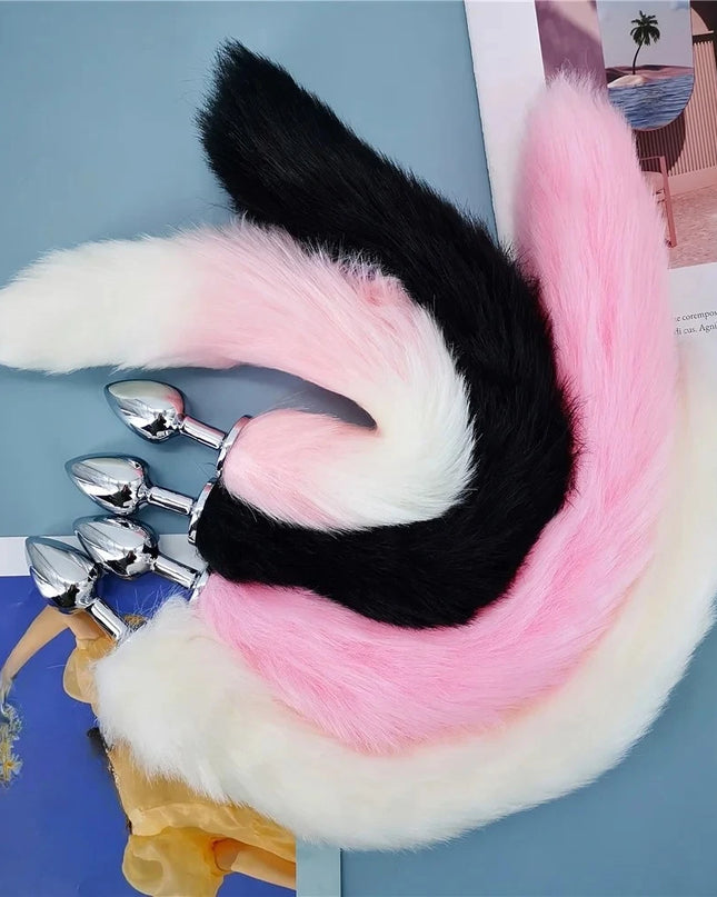 Plug Anal Cola de Zorro 40cm con Orejas de Gato de Peluche