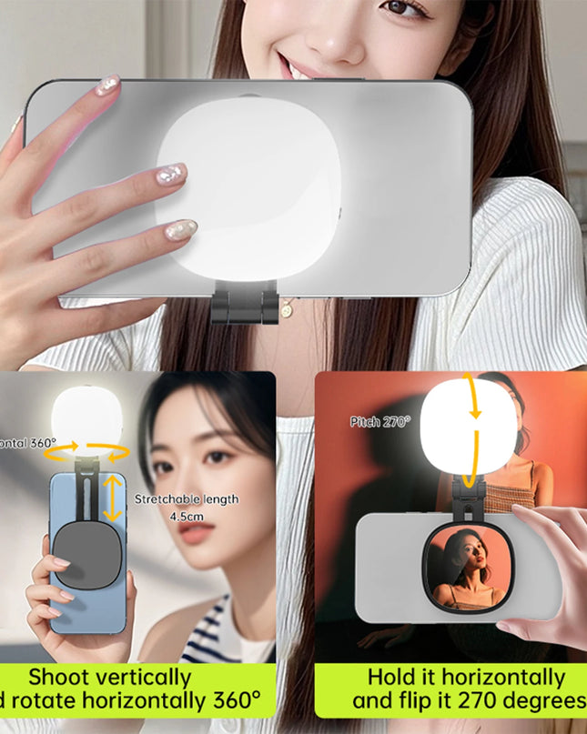 Luz de Selfie Magnética con Espejo de Maquillaje Portátil LED