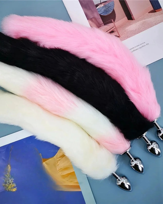 Plug Anal Cola de Zorro 40cm con Orejas de Gato de Peluche