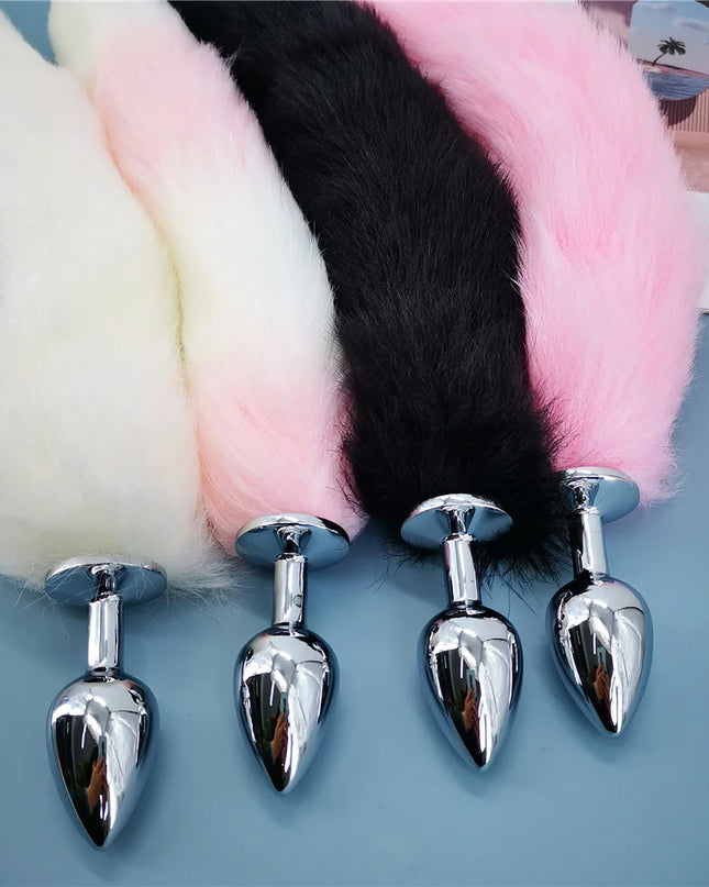 Plug Anal Cola de Zorro 40cm con Orejas de Gato de Peluche