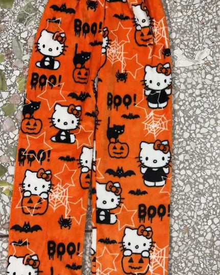 Kawaii Hello Kitty Schlafhose – Weicher, warmer Flanell für Zuhause, Herbst und Winter