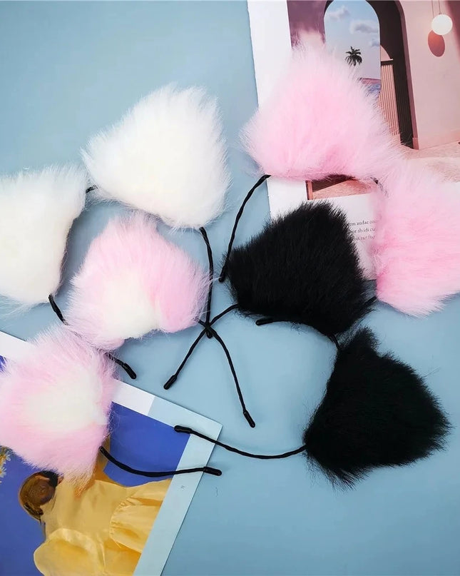 Plug Anal Cola de Zorro 40cm con Orejas de Gato de Peluche
